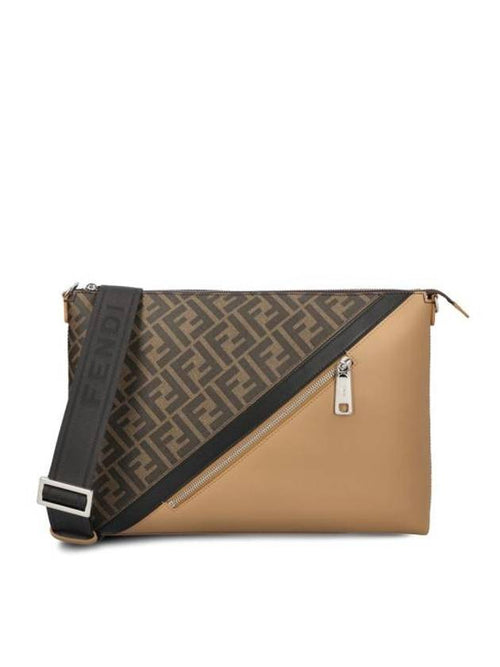 Fendi Men's FF Logo Diagonal Messenger Bag Brown