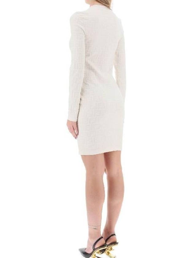 Fendi FF Pattern Viscose Short Dress White