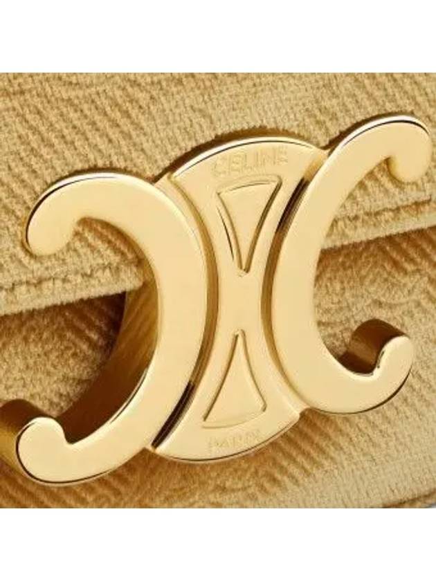 CELINE Mini Chain Claude Velvet Triomphe All-Over Cross Bag Gold