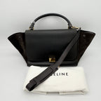 Celine Smooth Calfskin Suede Medium Trapeze Bag Dark Grey