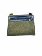 CELINE Black & Grey Wool Leather Handbag