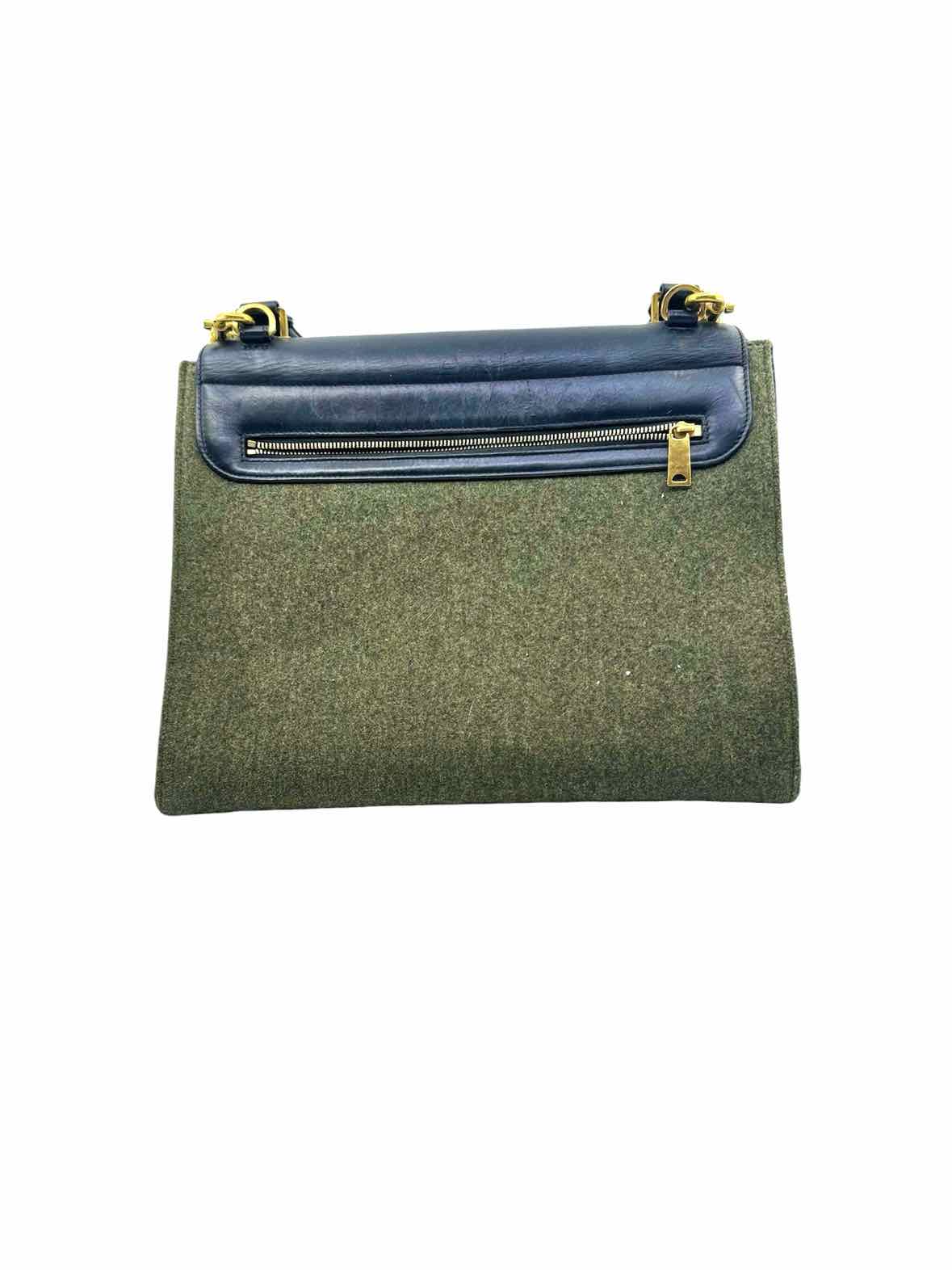 CELINE Black & Grey Wool Leather Handbag