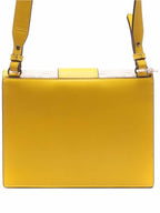 Fendi FF Flat Baguette Leather Cross Bag Yellow