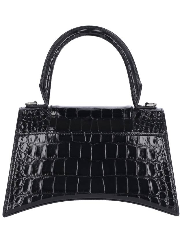 Balenciaga Hour Glass Croco Print Shoulder Bag Black