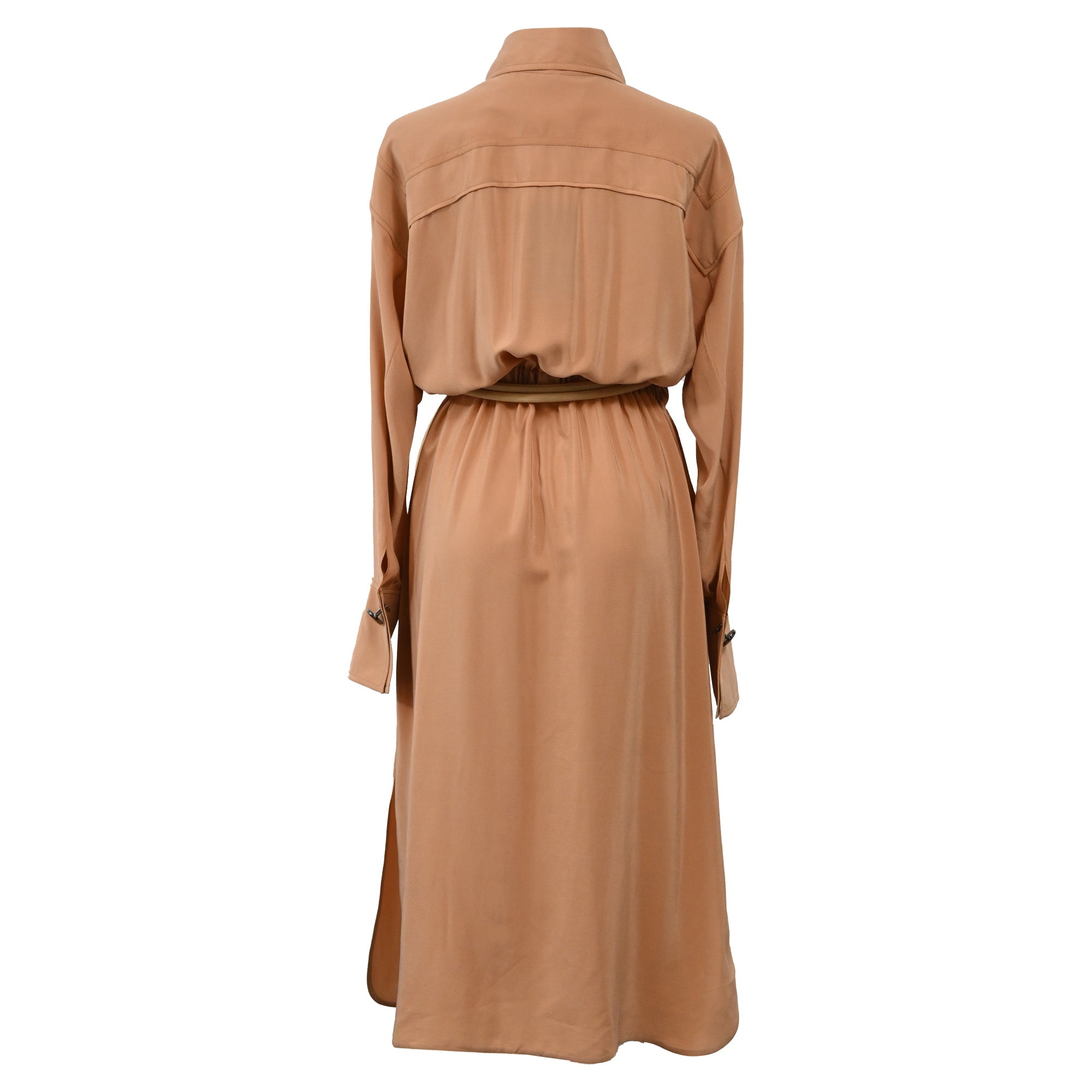 Fendi Crêpe De Chine Shirt Dress In Nude Silk