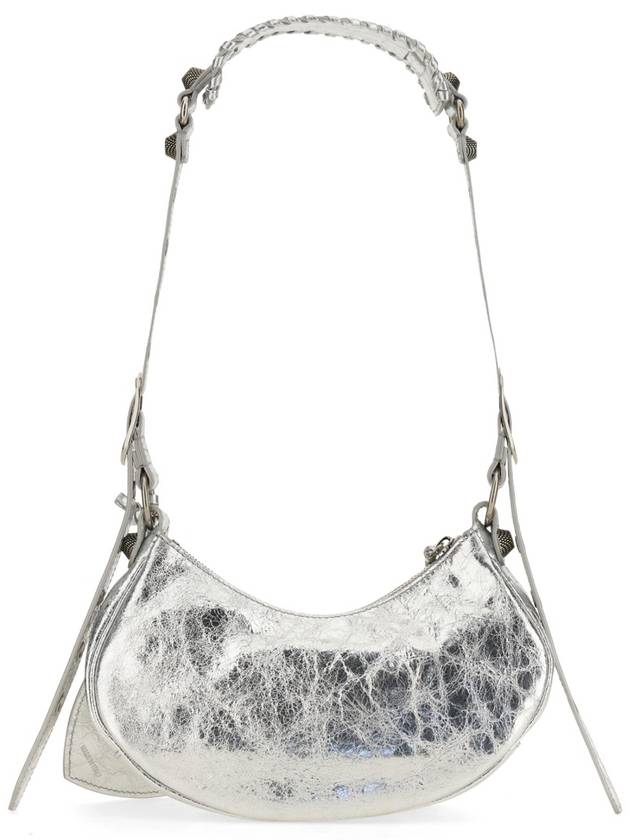 Balenciaga Metallic Le Cagol XS Lambskin Shoulder Bag Silver