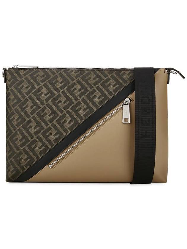 Fendi Men's FF Logo Diagonal Messenger Bag Brown
