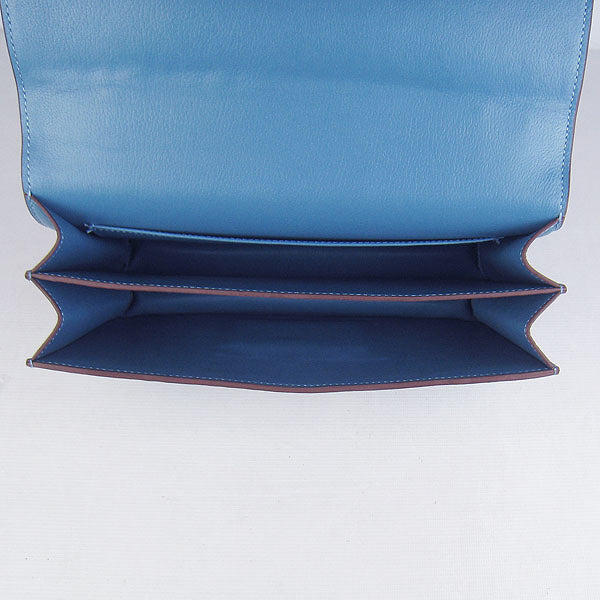 Hermes calf Leather Message Bag H020 blue golden