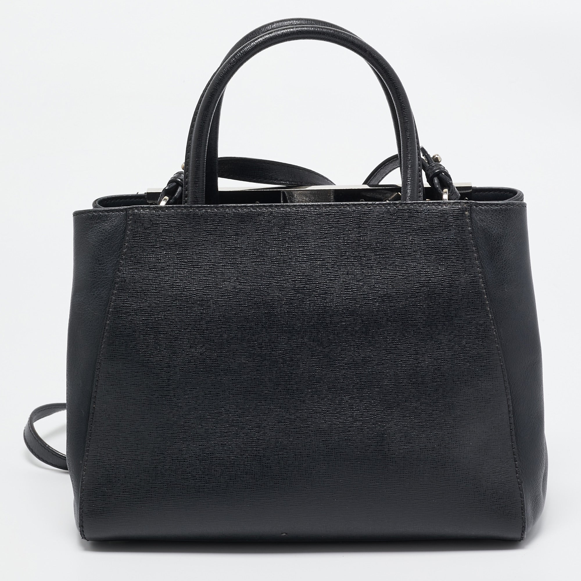 Fendi Black Leather Monster Petite Sac 2Jours Tote