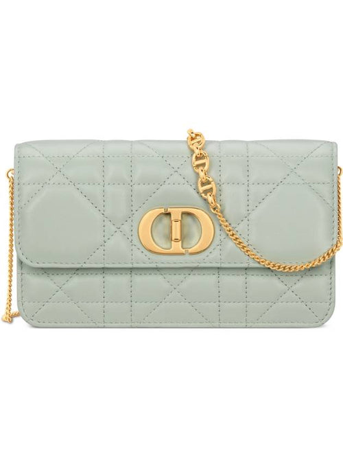 Miss Caro Chain Leather Shoulder Bag Pistachio Green Dior