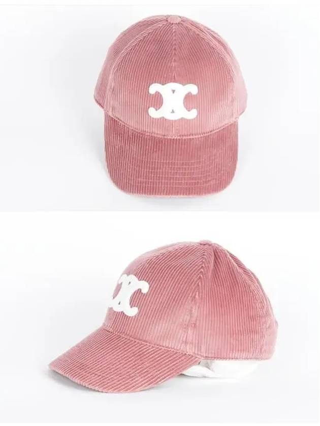 CELINE Triomphe Corduroy Ball Cap Rose Poudré