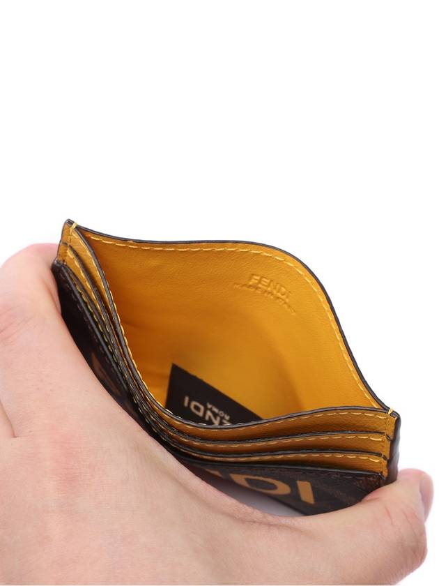 Fendi Roma Logo 3-Fold Card Wallet Brown Yellow