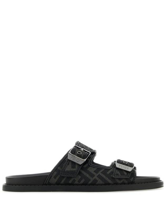 Fendi Men's Peel Jacquard Fabric Sandals Black