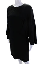 Chloe Womens Ruffled Flounce Sleeve Knee Length A-Line Dress Black