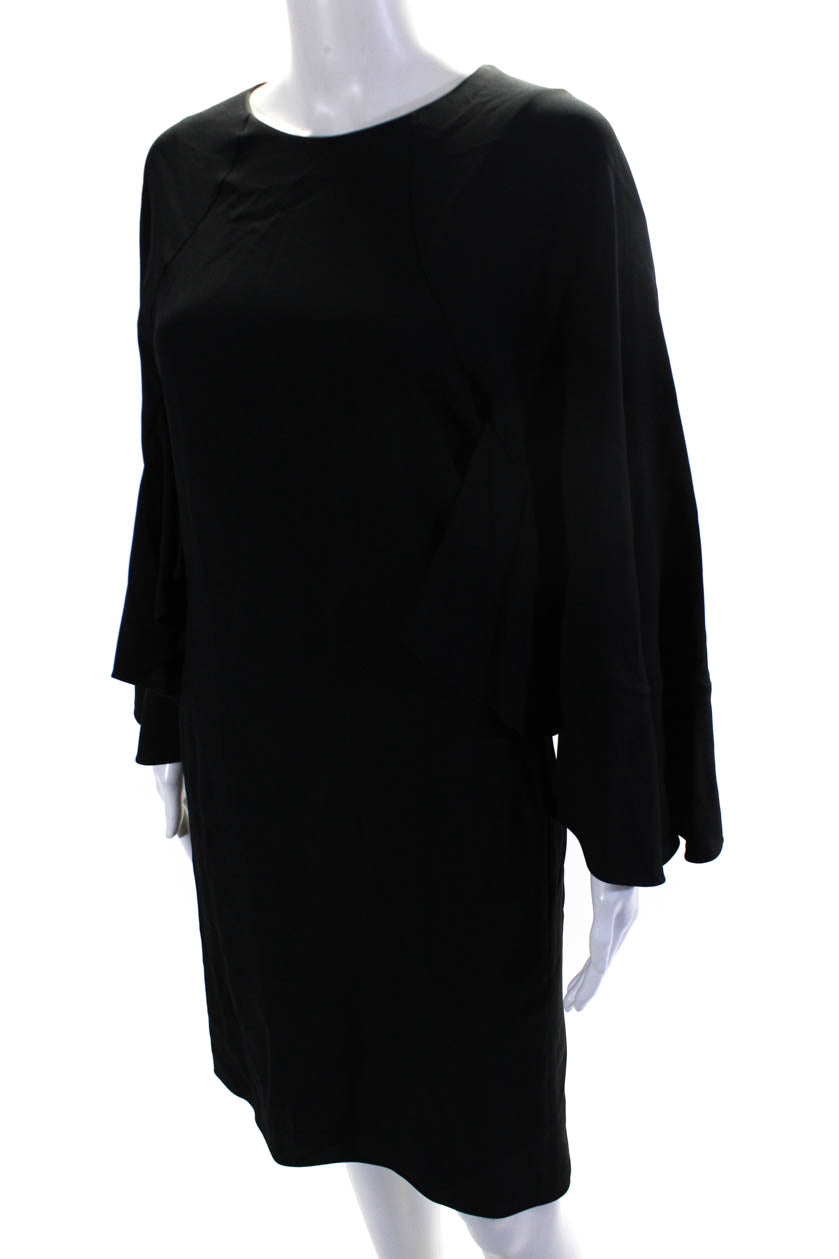 Chloe Womens Ruffled Flounce Sleeve Knee Length A-Line Dress Black