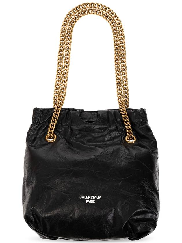 Balenciaga Crush Small Leather Shoulder Bag Black