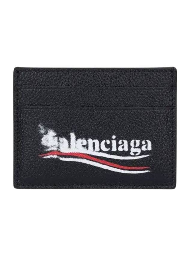 Balenciaga Logo Printing Leather Card Wallet Black
