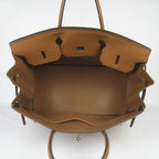 Hermes Birkin 35cm Togo Leather Handbags 6099 Light Coffee Silve