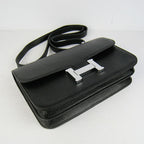 Hermes Calf Leather Message Bag H020 Black Silver