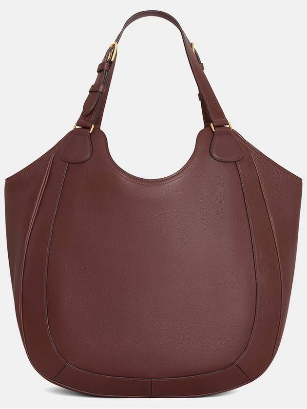 CELINE Women s Leather Mio Shopper Shoulder Bag Chestnut