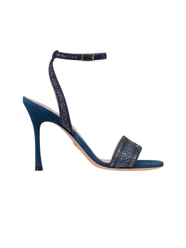Dway Embroidered Cotton Sandals Heels Royal Blue Dior