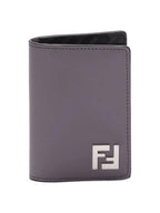 Fendi FF Square Leather Card Wallet Grey