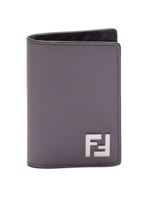 Fendi FF Square Leather Card Wallet Grey