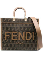 Fendi Sunshine Medium FF Jacquard Tote Bag Brown