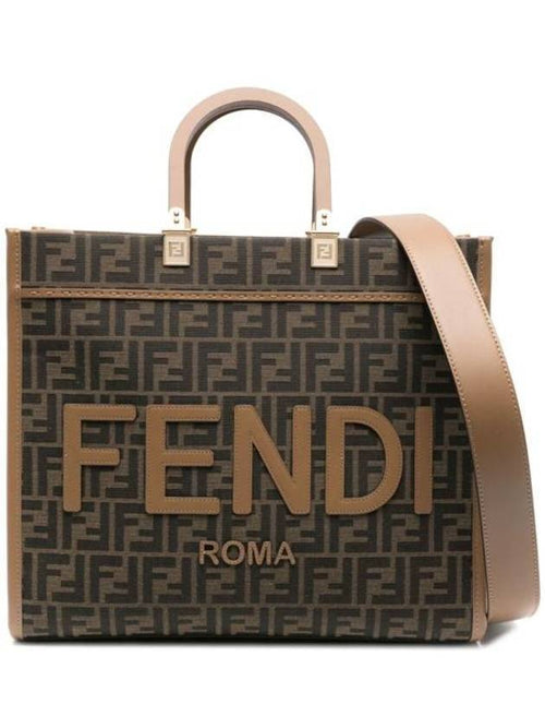 Fendi Sunshine Medium FF Jacquard Tote Bag Brown