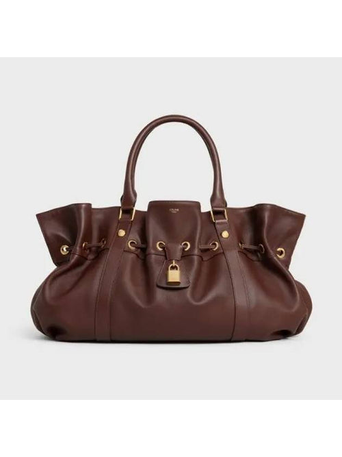 CELINE Medium Abbey Supple Calfskin Tote Bag Chestnut