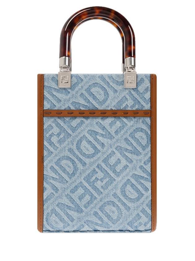 Fendi Mini Sunshine Denim Shopper Bag Blue