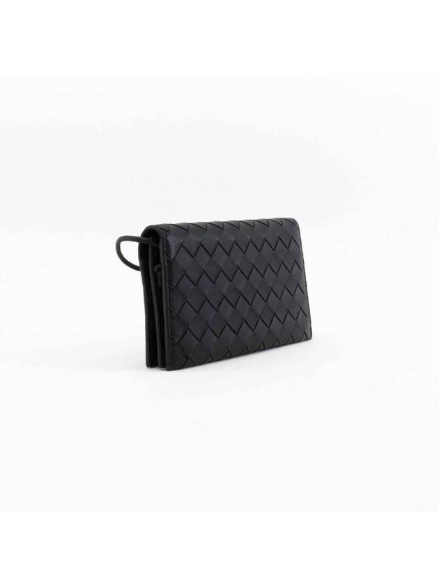 Bottega Veneta Intrecciato Strap Long Wallet Black