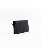 Bottega Veneta Intrecciato Strap Long Wallet Black