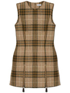 Burberry Burberry Wool Dress With Check Pattern, Women's, Beige