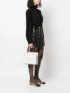 Fendi Sunshine Small Leather Tote Bag White