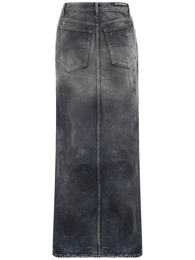 Balenciaga 23 fw Denim Skirt WITH Back Logo Patch 744975TNW014974 B0650497487