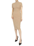 Fendi Women's FF Logo Short Sleeve Midi Dress Beige