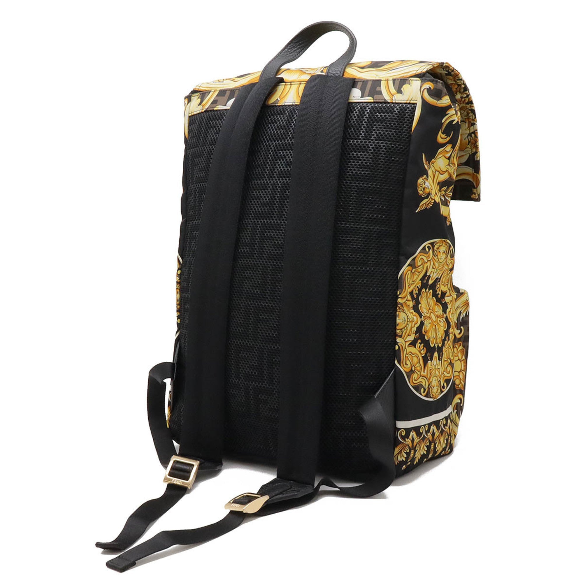 Fendi  yellow Nylon Leather Backpack ()