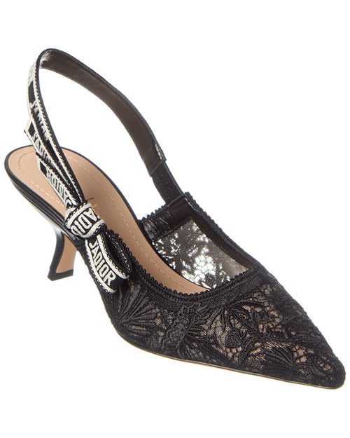 Dior J'Adior Lace & Leather Slingback Pump