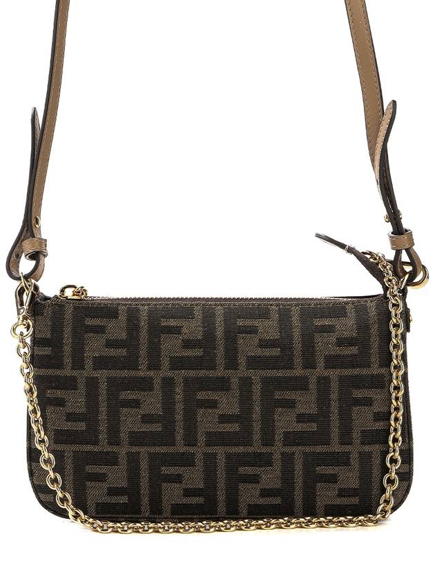 Fendi FF Chain Jacquard Fabric Clutch Bag Brown
