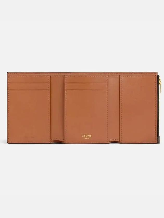 CELINE Fine Victoire Triomphe Canvas Half Wallet Tan