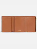 CELINE Fine Victoire Triomphe Canvas Half Wallet Tan