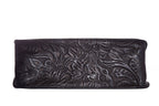 Fendi Vintage Black Leather Embossed Flower Handle Bag