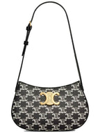 CELINE Medium Tilly Triomphe Canvas Two-Tone Shoulder Bag Black