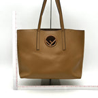 FENDI Vitello Vienna Enamel F is Fendi Shopping Tote Miele Scuro Taupe LA20977