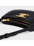 CELINE Tilly Medium Shiny Calfskin Shoulder Bag Black