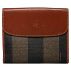 Fendi Two Folded Wallet Brown PVC Leather