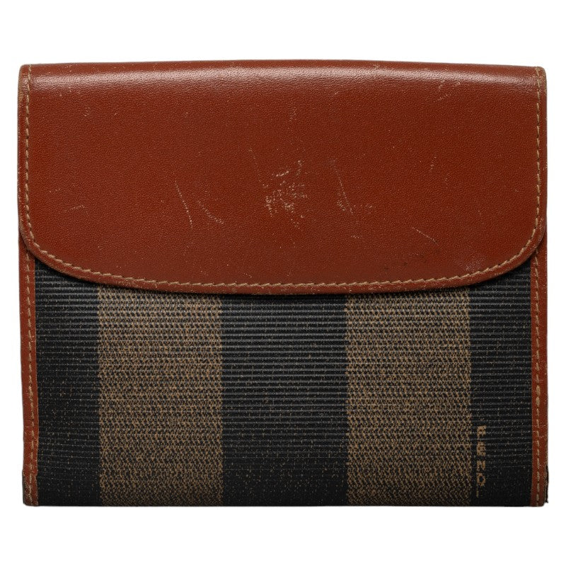 Fendi Two Folded Wallet Brown PVC Leather