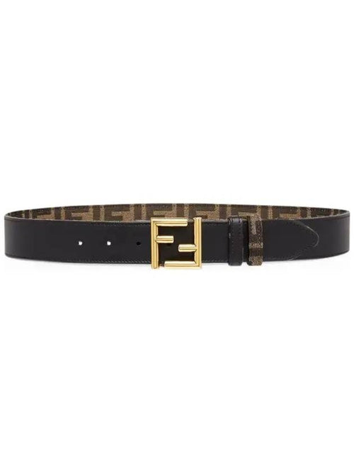 Fendi FF Fabric Reversible Leather Belt Black