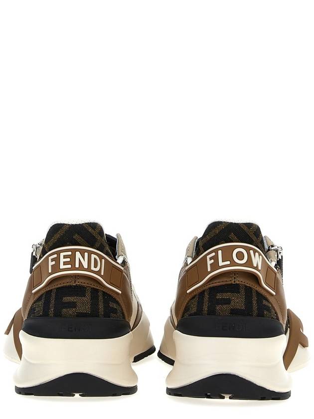 Fendi Flow FF Jacquard Leather Running Low Top Sneakers Brown